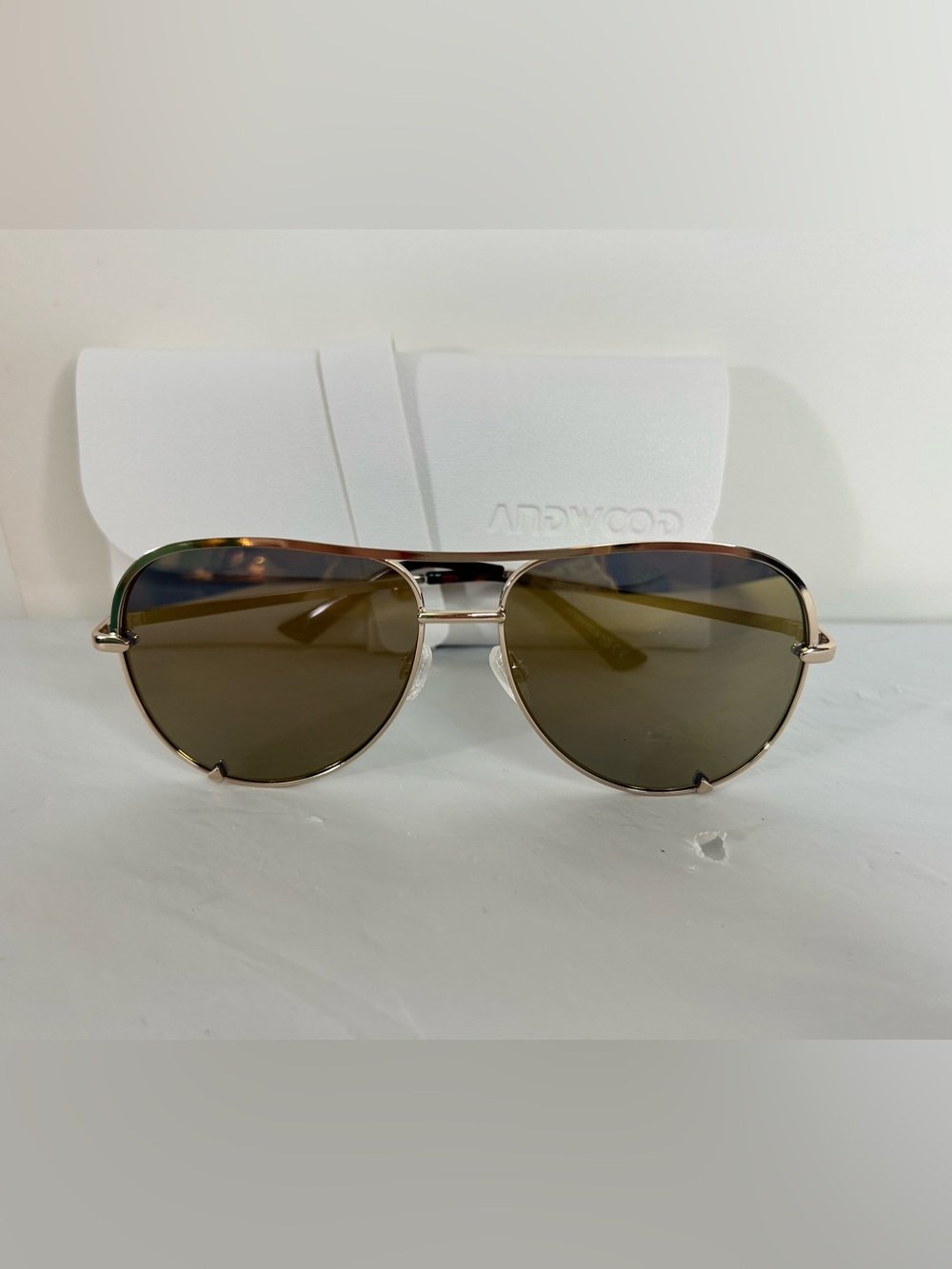 Andwood Brown Lens Gold Frame Women's Aviator Sunglasses
